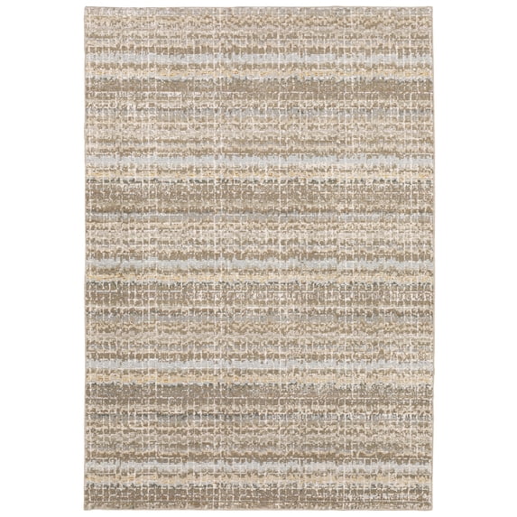 Moretti Hadron Area Rug 747 Casual Ivory Banded Rows 6' 7" x 9' 6" Rectangle