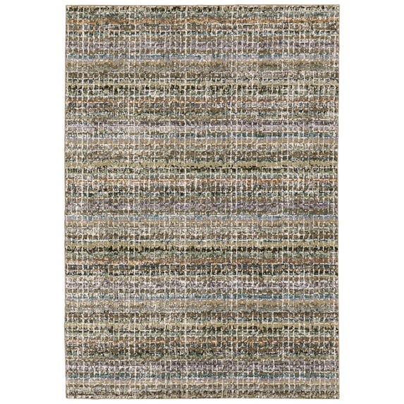 Moretti Hadron Area Rug 747A0 Casual Green Lines Rows 2' 6" x 12' Rectangle