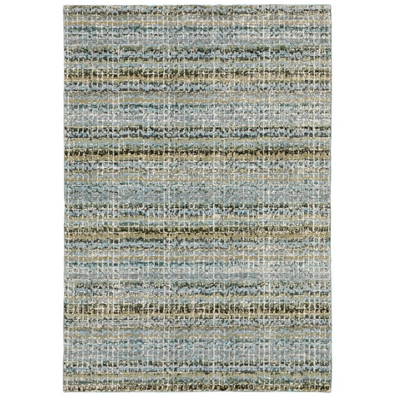 Moretti Hadron Area Rug 747B0 Casual Blue Bars Rows 2' 3" x 8' Rectangle