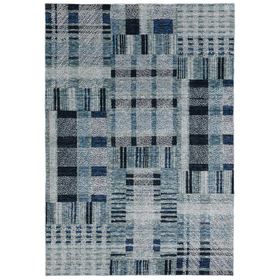 Moretti Hadron Area Rug 752B0 Casual Blue Blocks Bars 1' 10" x 3' 2" Rectangle