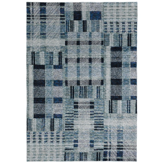 Moretti Hadron Area Rug 752B0 Casual Blue Blocks Bars 10' x 13' 2" Rectangle