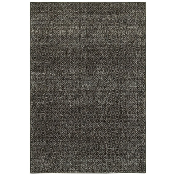 Moretti Hadron Area Rug 8048Q Black Monochrome Single-Color 2' 3" x 8' Rectangle