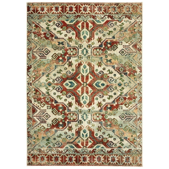Moretti Hearth Area Rug 8533A Rust Angled Cubes 5' 3" x 7' 6" Rectangle