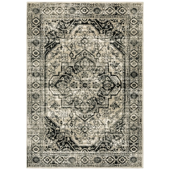 Moretti Homestead Area Rug 429G0 Traditional Grey Bulbs Diagonals 6' 7" x 9' 2" Rectangle