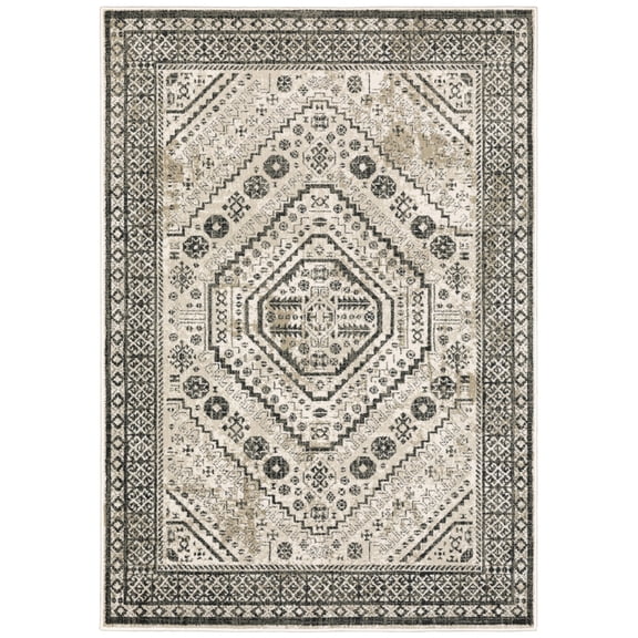 Moretti Homestead Area Rug 659C0 Traditional Ivory Rings Loops 9' 10" x 12' 10" Rectangle