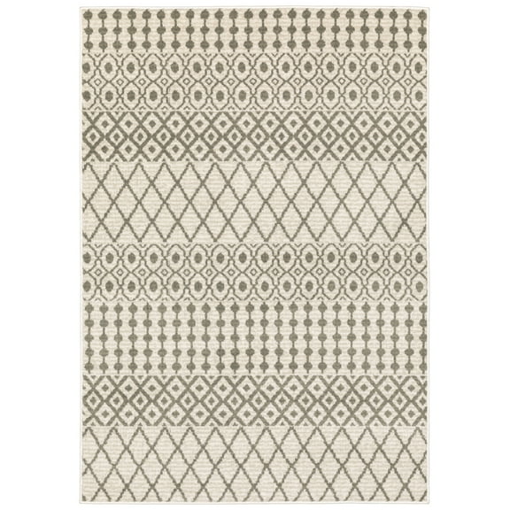 Moretti Homestead Area Rug 717B0 Casual Ivory Banded Rows 1' 10" x  7' 6" Rectangle