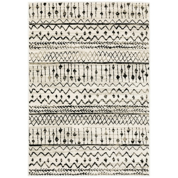 Moretti Homestead Area Rug 8826E Casual Ivory Geometric Angles 6' 7" x 9' 2" Rectangle