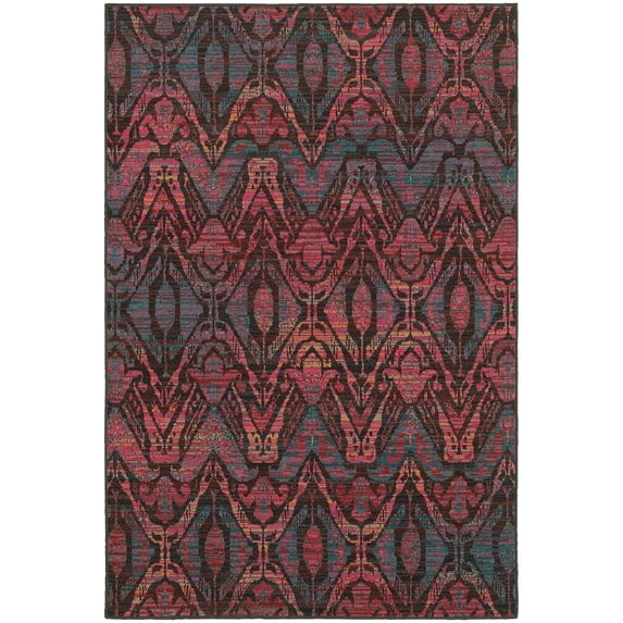 Moretti Ironclad Area Rug 5562F Brown Swirls Curves 6' 7" x 9' 6" Rectangle