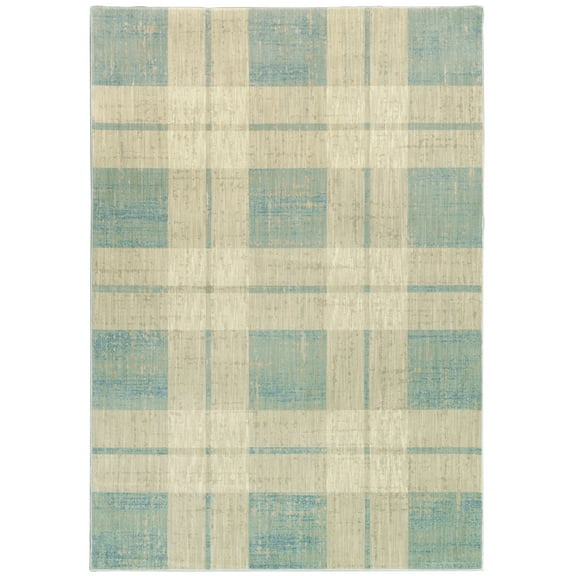 Moretti Joaquin Area Rug 562L6 Casual Blue Lines Block 9' 10" x 12' 10" Rectangle