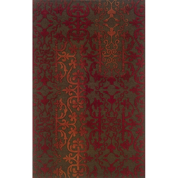 Moretti Khalif Area Rug 18101 Brown Vines Scrolls 10' x 13' Rectangle