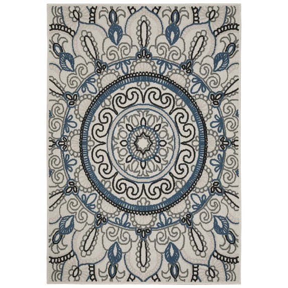 Moretti Kosmo Area Rug 072J1 Outdoor Beige Curls Swirls