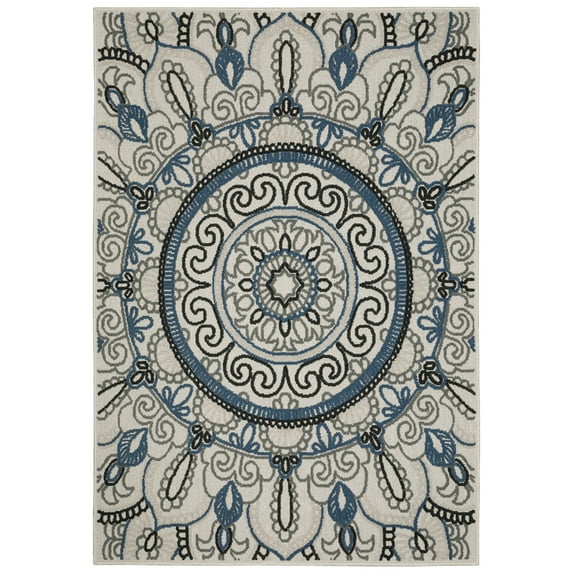 Moretti Kosmo Area Rug 072J1 Outdoor Beige Curls Swirls