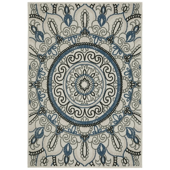 Moretti Kosmo Area Rug 072J1 Outdoor Beige Curls Swirls