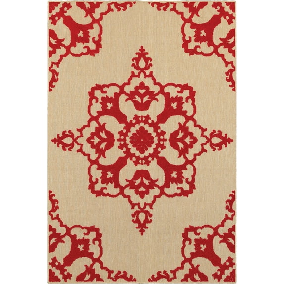 Moretti Loyalty Area Rug 097R9 Sand Outdoor Medallions 7' 10" x 10' 10" Rectangle