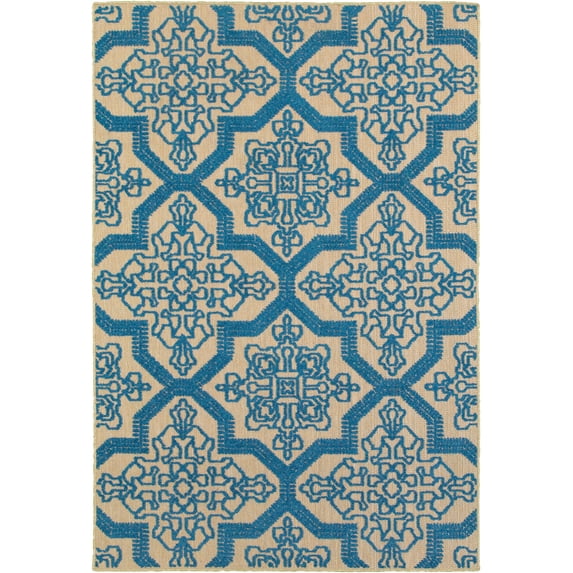 Moretti Loyalty Area Rug 2541M Sand Curves Outdoor 6' 7" x 9' 6" Rectangle