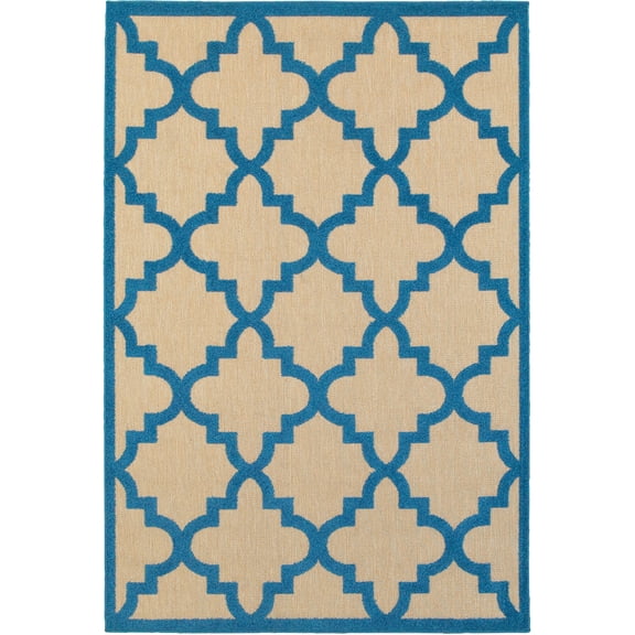 Moretti Loyalty Area Rug 660L9 Outdoor Sand Trellis Curved