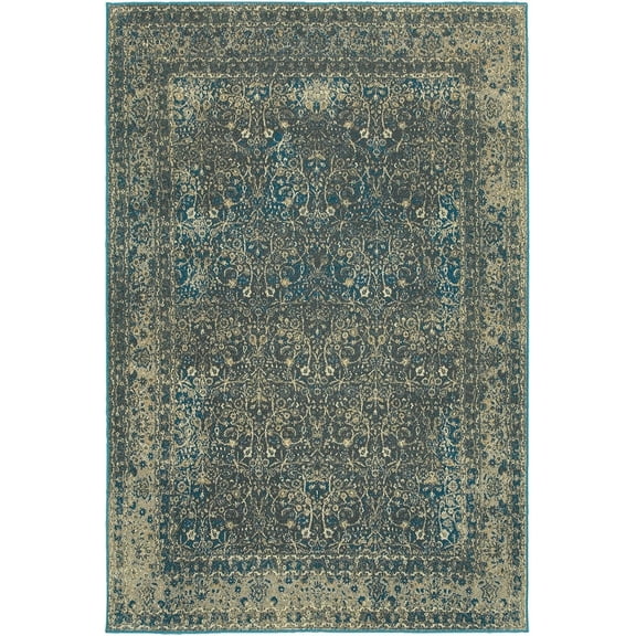 Moretti Magnet Area Rug 1337B Navy Vines Circles 9' 10" x 12' 10" Rectangle