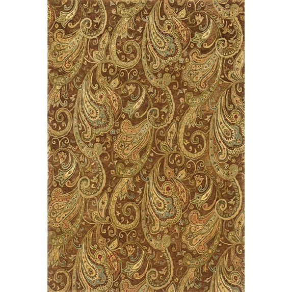 Moretti Marsh Area Rug 19102 Brown Flowers Vines 8' 3" x 11' 3" Rectangle
