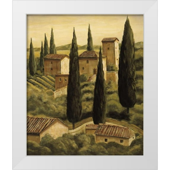 Moretti, Maurizio 26x31 White Modern Wood Framed Museum Art Print Titled - Tuscan Hillside II