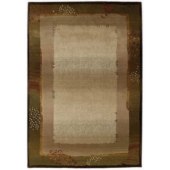 Moretti Mauve Area Rug 112G1 Casual Green Stripes Rectangle 2' x 3' Rectangle