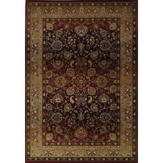 Moretti Mauve Area Rugs - 3434R Bordered Medallion Flowers Leaves Vines Rug - 8' x 8' Round