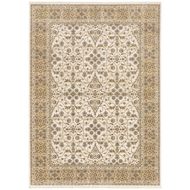 Moretti Movement Area Rug 001J1 Traditional Ivory Petals Bulbs 2' x 3' Rectangle