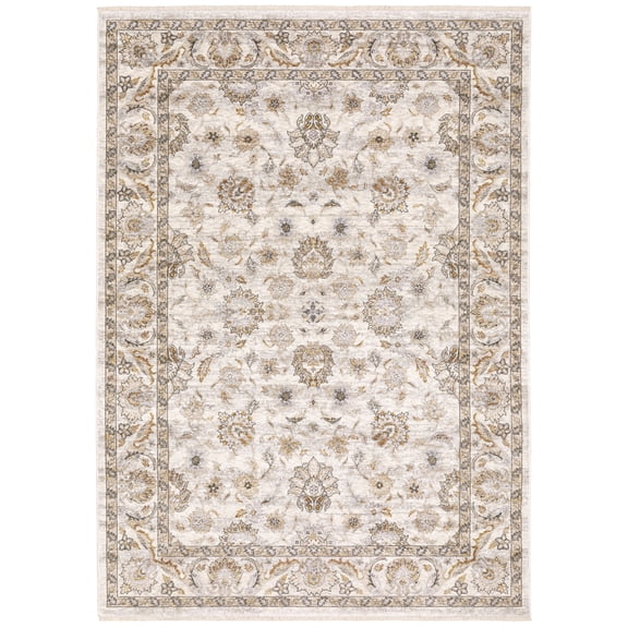 Moretti Movement Area Rug 070W1 Traditional Ivory Faded Vintage 2' 3" x  7' 6" Rectangle