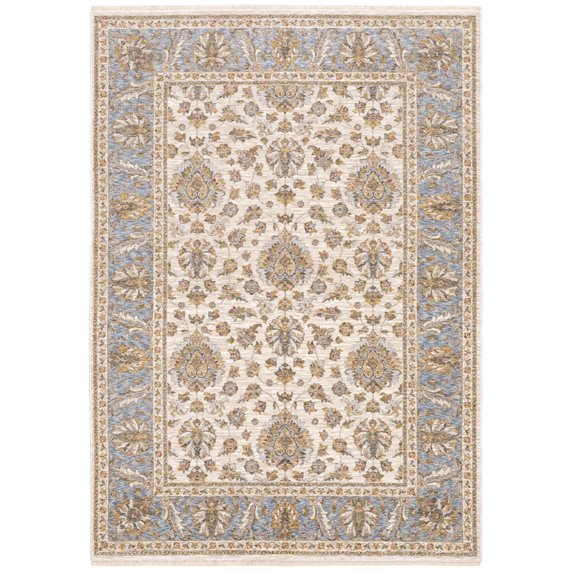 Moretti Movement Area Rug 5091Z Traditional Ivory Half-Brick Scrolls 3' 3" x 5' Rectangle