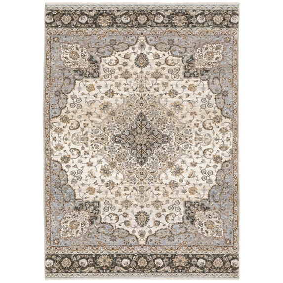 Moretti Movement Area Rug 660J1 Casual Ivory Rings Loops 6' 7" x 9' 6" Rectangle