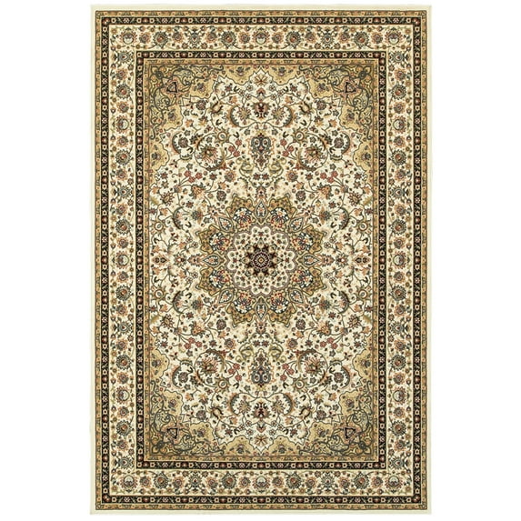 Moretti Nepal Area Rug 119W1 Ivory Rings Curves 6' 7" x 9' 6" Rectangle