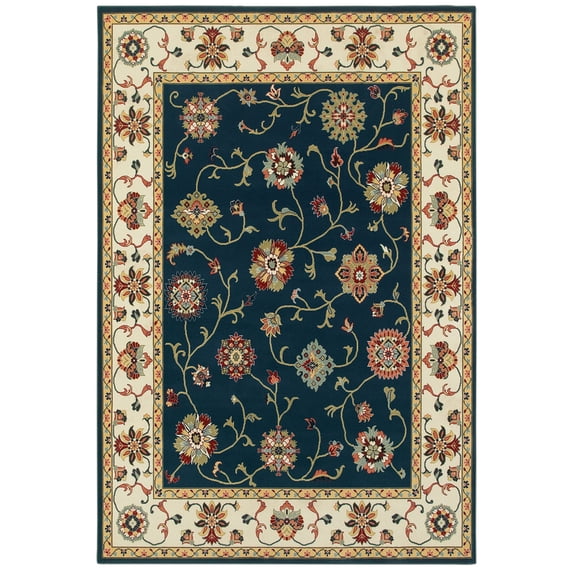 Moretti Nepal Area Rug 2336B Navy Vines Bulbs 2' 3" x 7' 6" Rectangle