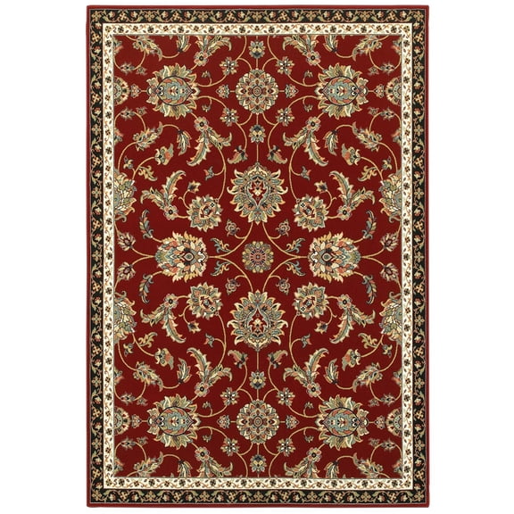Moretti Nepal Area Rug 370RI Red Scrolls Bulbs 5' 3" x  7' 6" Rectangle