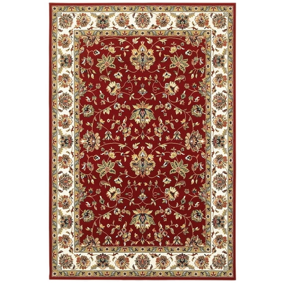 Moretti Nepal Area Rug 4929R Red Bordered Vines 2' 3" x 7' 6" Rectangle