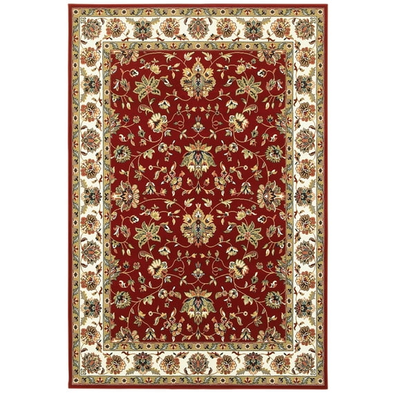 Moretti Nepal Area Rug 4929R Red Bordered Vines 9' 10" x 12' 10" Rectangle