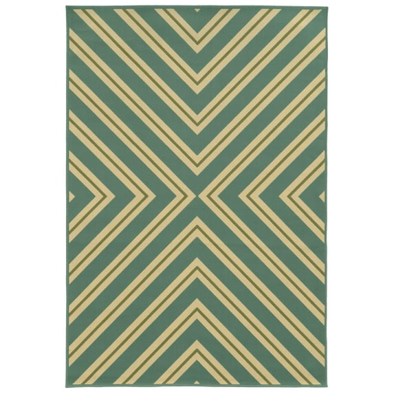 Moretti Origin Indoor/Outdoor Area Rug 4589A Outdoor Blue Lines Chevron 5' 3" x 7' 6" Rectangle