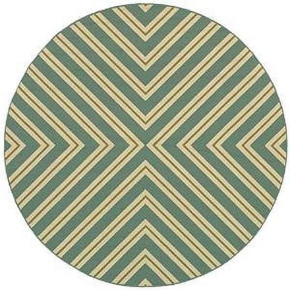 Moretti Origin Indoor/Outdoor Area Rug 4589A Outdoor Blue Lines Chevron 7' 10" x 7' 10" Round