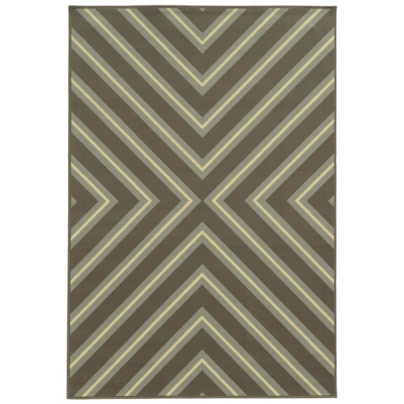 Moretti Origin Indoor/Outdoor Area Rug 4589D Outdoor Grey Triangles Chevron 8' 6" x 13' Rectangle