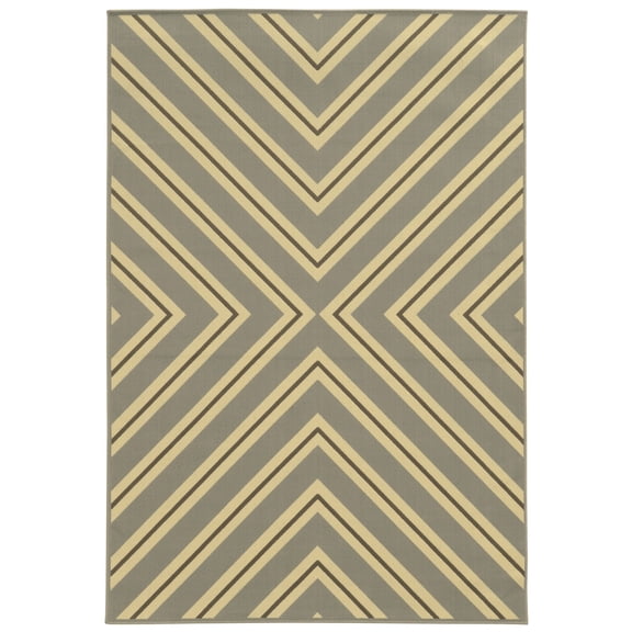 Moretti Origin Indoor/Outdoor Area Rug 4589P Outdoor Grey Lines Angles 8' 6" x 13' Rectangle