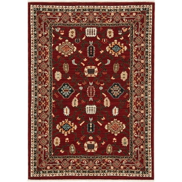 Moretti Overture Area Rug 043S6 Traditional Red Petals Leaves 2' x 6' Rectangle