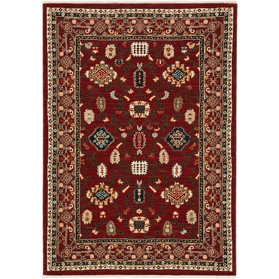 Moretti Overture Area Rug 043S6 Traditional Red Petals Leaves 2' x 6' Rectangle