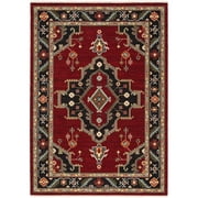 Moretti Overture Area Rug 092R6 Traditional Red Rings Petals 7 10" x 10 10" Rectangle