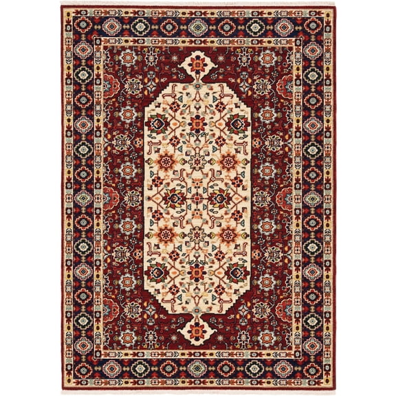 Moretti Overture Area Rug 1802W Traditional Red Rings Diagonals 2' 6" x 12' Rectangle