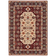 Moretti Overture Area Rug 1802W Traditional Red Rings Diagonals 2 x 3 Rectangle