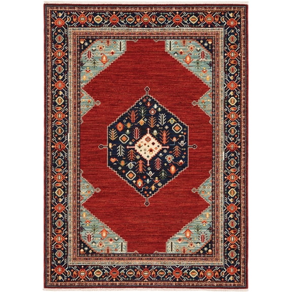 Moretti Overture Area Rug 5503M Traditional Red Bulbs Bordered 2' 6" x 12' Rectangle