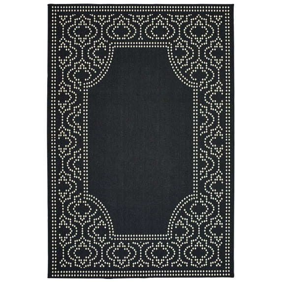 Moretti Parker Area Rug 1247K Black Dotted Ogee 2' 3" x 7' 6" Rectangle