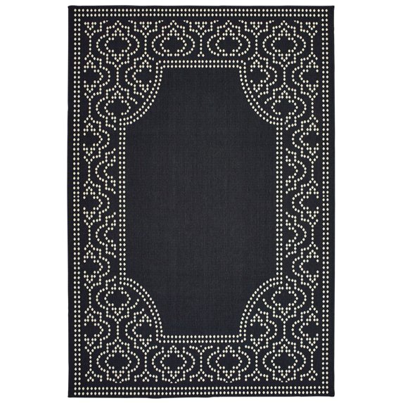Moretti Parker Area Rug 1247K Black Dotted Ogee 7' 10" x 10' 10" Rectangle