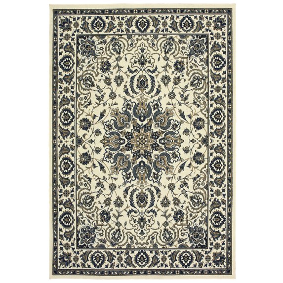 Moretti Parker Area Rug 1248W Ivory Scrolls Petals 6' 7" x 9' 6" Rectangle