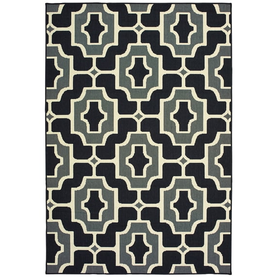 Moretti Parker Area Rug 1491Z Black Curves Angled 7' 10" x 10' 10" Rectangle