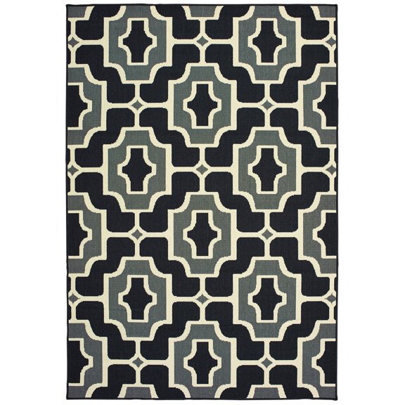 Moretti Parker Area Rug 1491Z Black Curves Angled 8' 6" x 13' 0" Rectangle