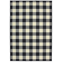 Moretti Parker Area Rug 1932K Black Plaid Country 6' 7" x  9' 6" Rectangle